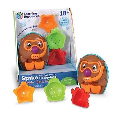 Image of Learning Resources Spike the Fine Motor Hedgehog Splashin Bath Friends, 4 Pieces, Ages 2+, Toddler Toys, Baby Bathtub, Toy, Pool Water Toys