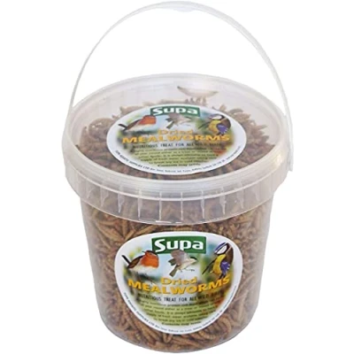Image of Supa 2 x Dried Mealworms For Wild Birds, 1 Litre Bucket High Energy Protein Rich Treat Garden Birds Attract More To Your Quality Bird Food, transparent