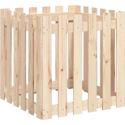 Image of vidaXL Garden Planter with Fence Design 60x60x60 cm Solid Wood Pine