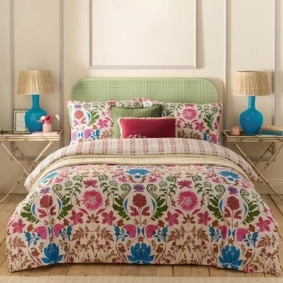 Image of furn. Curious Lotus Exotic Floral Duvet Cover Set, Linen