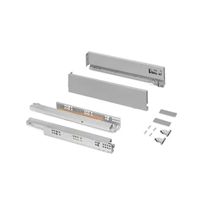 Image of Emuca Drawer kit for kitchen or bath Vertex, 40 kg (88 lb), Height 93 mm (3,66 inch), Depth 400mm (15,7 Soft close, Steel, Silver painted