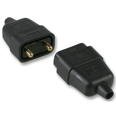 Image of Pro Elec 2 Pin In Line Rubber Connector, 10A Black