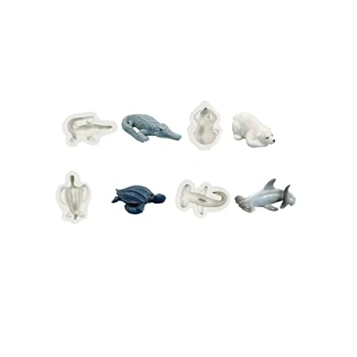 Image of Xidmold 4pcs 3D Marine Animal Silicone Fondant Moulds Shark/Sea Turtle/Crocodile/Polar Bear Chocolate Candy Mould Cake Decorating Ocean Mold for Candle, Soap, Polymer Clay, Resin Art