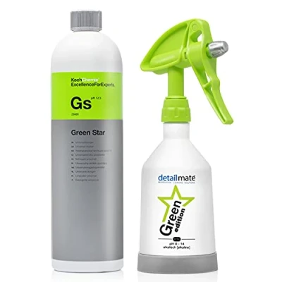 Image of detailmate Green Star Set: Koch Chemie GreenStar Universal Cleaner Car Industrial Workshop 1L + Kwazar Mercury Spray Bottle Edition 0.5 L Suitable for pH 8 14