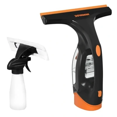 Image of DOVAMAN WC01A Window Vac, 30min Run Time, 280mm Suction Nozzle, Spray Bottle w/ 2 Microfibre Cloth, 150ml Water Tank, 150m² per Charge, 700g Lightweight Cordless Vacuum for Streak Free Cleaning