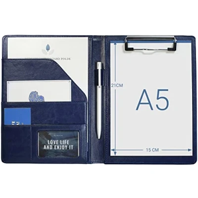 Image of A5 Clipboard Folder Conference Portfolio Pad Foldover for Legal Writing Paper Organiser (Blue)
