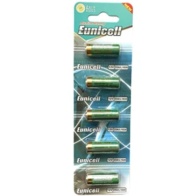 Image of 5 x Eunicell 12v Alkaline Batteries in Separated Blister Packaging