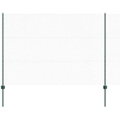 Image of vidaXL Fence Posts 11 pcs U Channel Green 150 cm Steel