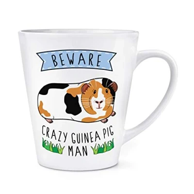Image of Beware Crazy Guinea Pig Man 12oz Latte Mug Cup
