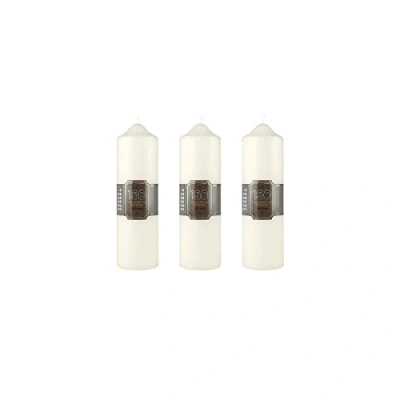 Image of Pillar Candles Pack of 3 Long Burning Large Candle 7cm x 24cm with 150 Hours Burn Time Dripless, Smokeless, Unscented Church Ideal for Weddings, Spa and Parties