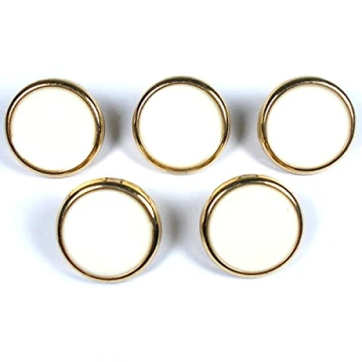 Image of Dress Shirt Round Enamelled Buttons 10mm Wide Pack of 5 (Gold with White)