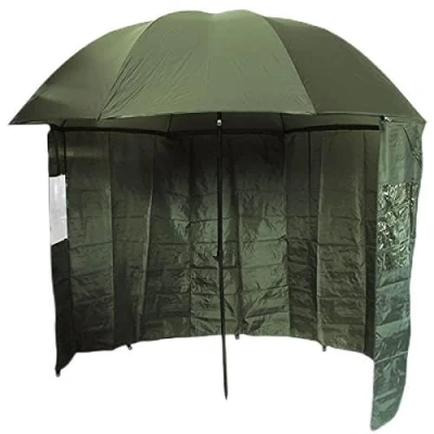 Image of NGT 45&quot; Green Brolly With Zip On Side Sheet coarse fishing