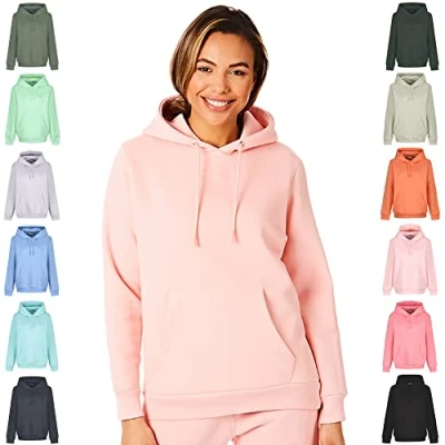 Image of Light &amp; Shade Women&#039;s Hooded Soft Touch Ladies Loungewear Hoodie Sweatshirt Top Rose