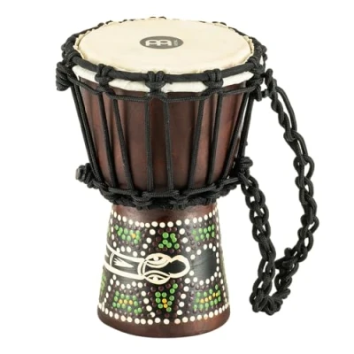 Image of Meinl Percussion African Mini Djembe Extra Small Handdrum With Goat Head Diameter 4,5 Inches Mahogany, Multicoloured (HDJ6 XXS)