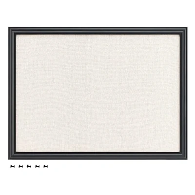 Image of Navaris Framed Linen Pin Board 43 x 58 cm Fabric Notice Jewellery Organiser for Home or Office Wall Memory Memo Pinboard with Frame