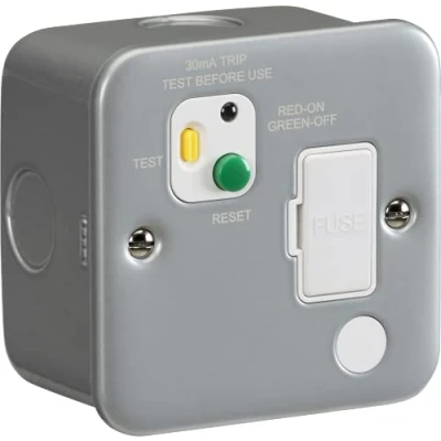 Image of KnightsBridge 13A RCD Metal Clad protected fused spur unit 30mA (Type A)