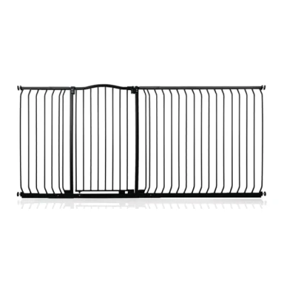 Image of Bettacare Extra Tall Curved Top Dog Gate, 207cm 216cm, Matt Black, 100cm in Height, Pressure Fit Pet Gate for and Puppy, Barrier, Easy Installation