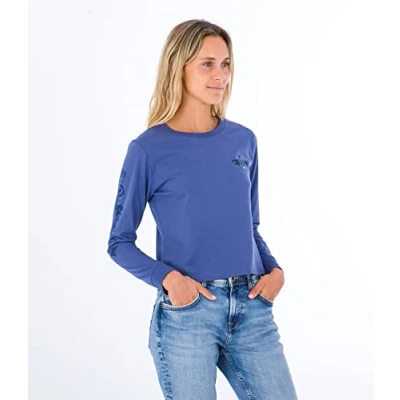 Image of Hurley Women&#039;s W Oceancare Mona Ls Tee T Shirt, Mood Indigo, M