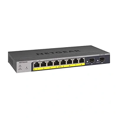 Image of NETGEAR 10 Port PoE Gigabit Ethernet Smart Switch (GS110TP) Managed, with 8 x PoE+ @ 55W, 2 1G SFP, Optional Insight Cloud Management, Desktop or Wall Mount, and Limited Lifetime Protection