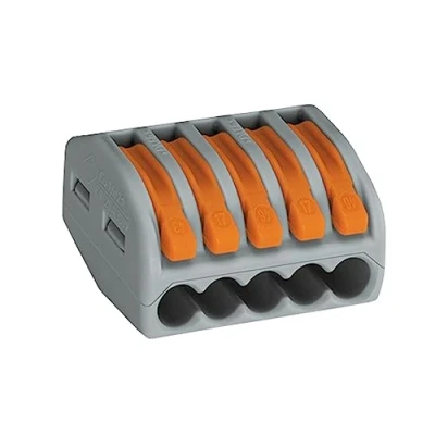 Image of 20x WAGO 222 415 Classic Lever 5 Way Terminal 0.25 Litre Clip Clamp