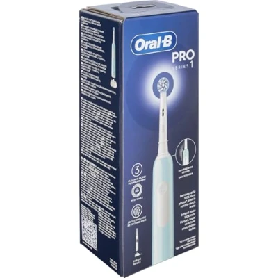 Image of Oral B Series 1 Rechargeable Electric Toothbrush Blue with Spare Head,