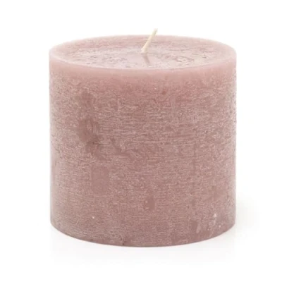 Image of Carousel Home Pink Unscented Pillar Candle Church Votive Lantern Block Decorative Chunky 10x9cm