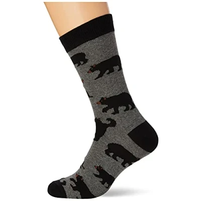 Image of Hatley Men&#039;s Crew Socks Socks, Charcoal Bears, One Size