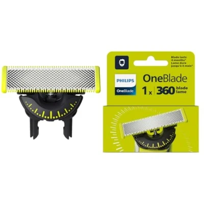 Image of Philips OneBlade 360 Innovation Authentic Replacement Blade, for Hybrid Electric Shaver &amp; Trimmer. Trim, Edge and Shave with Durable Stainless Steel, 1x Pack (4 Month Supply), Model QP410/50