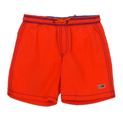 Image of Napapijri Boys K Villa Solid swimsuit with elastic strap and drawstring to adjust N0YHKC boy Red Polyamide Size 8Y