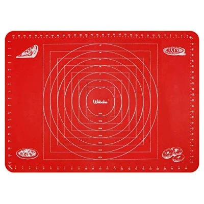 Image of Webake Extra Large Silicone Baking Mat 70 X 50 cm Pastry with Measurements Non Stick Reusable Rolling Sheets for Fondant Dough Cookies Cake Macarons Pizza Bread 27.5 19.6 Inch Red