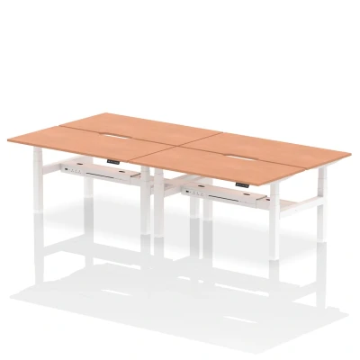 Image of Air B2B 1600x800 Adjustable 4P Bench Desk Scalloped Beech/White