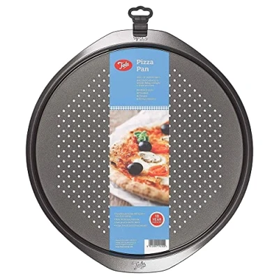 Image of Tala Round Pizza Tray 14 Inch Pan Baking Sheet Ideal For Making Large Pizzas Carbon Steel Oven Trays Non Stick, Wide Flat Handles, Dishwasher and Freezer Safe 35cm x / 14&quot;