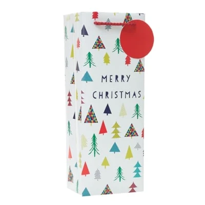 Image of Festive Xmas Trees Christmas Bottle Gift Bag Wrap Gifting Accessory 736211