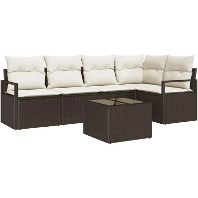 Image of vidaXL 5 Piece Garden Sofa Set with Cushions Grey Poly Rattan