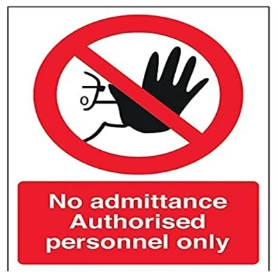 Image of V Safety No Admittance Authorised Personnel Only Hand Sign 150mm x 200mm 1mm Rigid Plastic