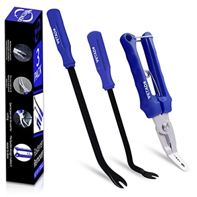Image of Wetado Clip Remover Tool, 3Pcs Plastic Trim Panel Removal Tool Pliers Set &amp; Fastener Auto Kit Upholstery Combo Repair for Car Door Dashboard Blue