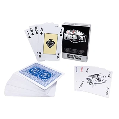 Image of Poker Night Pro Deck of Playing Cards UK Brand Plastic Waterproof (Blue Backs Premium Canasta (3 Jokers)