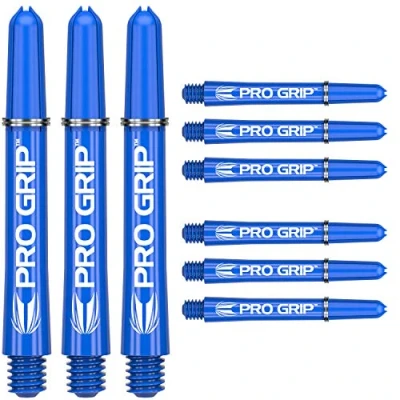 Image of TARGET Darts Pro Grip Shafts Set of 9 Blue, Intermediate (41mm) Dart Stems, Professional Accessories, 2BA Shaft Multipack with Rings