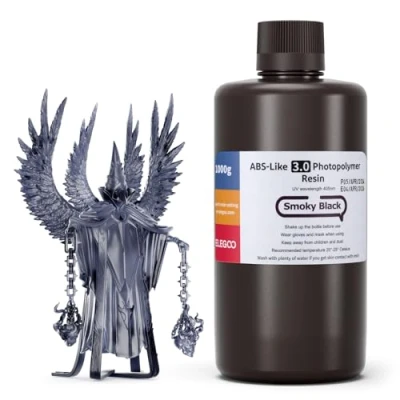 Image of ELEGOO ABS Like 3D Printer Upgraded Resin 3.0 Smoky Black 1000g, 405nm UV Curing Photopolymer for LCD Printing