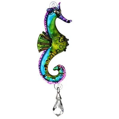 Image of Handmade Fantasy Glass Seahorse Crystal Suncatcher Gift Tropical