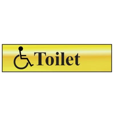 Image of Scan SCA6004 Self adhesive brass effect sign Toilet (with disabled symbol) 200 x 50mm