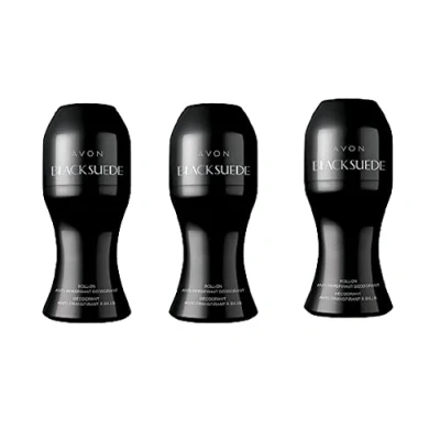 Image of 3 x Avon Mens Black Suede Roll On Deodorant Set