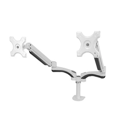 Image of Allcam GSA13DW Gas assisted Dual Monitor Arm Stand w/vesa bracket &amp; desk mount clamp for 15&quot; 27&quot; LCD: Tilt 180, swivel rotate 360 in White
