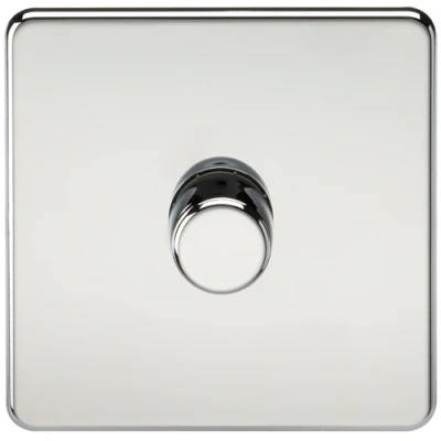 Image of KnightsBridge Screwless 1G 2 way 10 200W (5 150W LED) trailing edge dimmer Polished Chrome