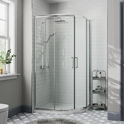 Image of Diamond® 900 x 760mm Offset Quadrant Shower Door Enclosure for Wet Room Cubicle Enclosures, 8mm Safety Glass, Polished Chrome, Framed, Right Hand