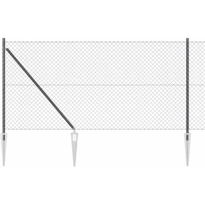 Image of vidaXL Chain Link Fence with 13 Spike Posts 1x25 m Galvanised Steel