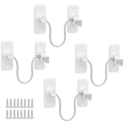Image of Window Restrictor Locks Aileem 4 Packs Safety Lock Self Adhesive for UPVC No Drilling Locks, Pet Child Cable Refrigerator with Key Childproof