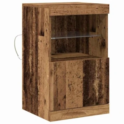 Image of vidaXL Sideboard Rustic Reclaimed Wood Storage Unit Brown, for Dining/Living Room, with Hinged Doors &amp; Glass Shelves