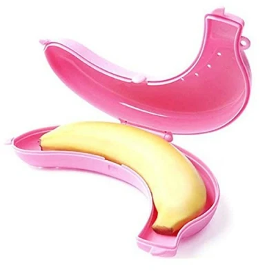 Image of Fliyeong Portable Practical Plastic Banana Guard Protector,Banana Storage Case Container Anti Bruising (Pink,1Pcs)