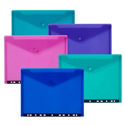 Image of Snopake A4 Electra Polyfile RingBinder Popper Wallet Assorted [Pack of 5] Ref: 15785